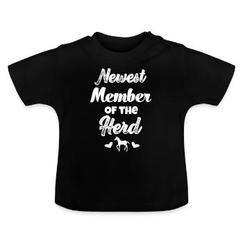 Le nouveau membre du troupeau de jeunes cavaliers - T-shirt bio col rond Bébé - noir - Devant