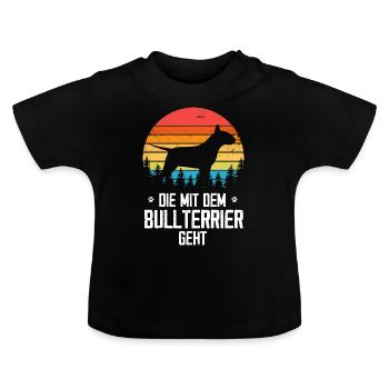 Bullterrier Frauchen - Baby Bio-T-Shirt mit Rundhals - Schwarz - Vorne