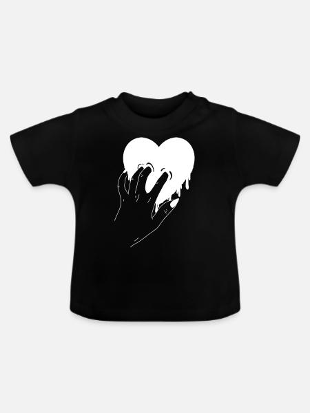 Herzschmerz - Baby Bio-T-Shirt mit Rundhals - Schwarz