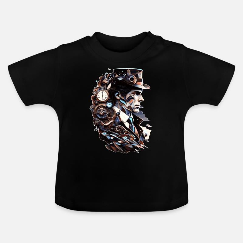 Le steampunk et la technologie comme machine à remonter le temps vintage - T-shirt bio col rond Bébé - noir