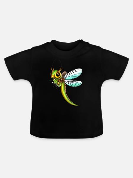 Libelle im Anflug - Baby Bio-T-Shirt mit Rundhals - Schwarz