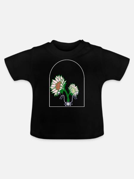 ÜBER DEM FENSTER BLUME - Baby Bio-T-Shirt mit Rundhals - Schwarz