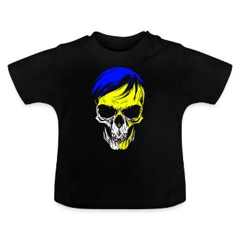 Bleu Jaune Blanc - Iéna Couleurs Crâne - T-shirt bio col rond Bébé - noir - Devant