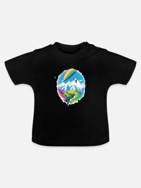 Gleitschirmfliegen Cedric - Baby Bio-T-Shirt mit Rundhals - Schwarz