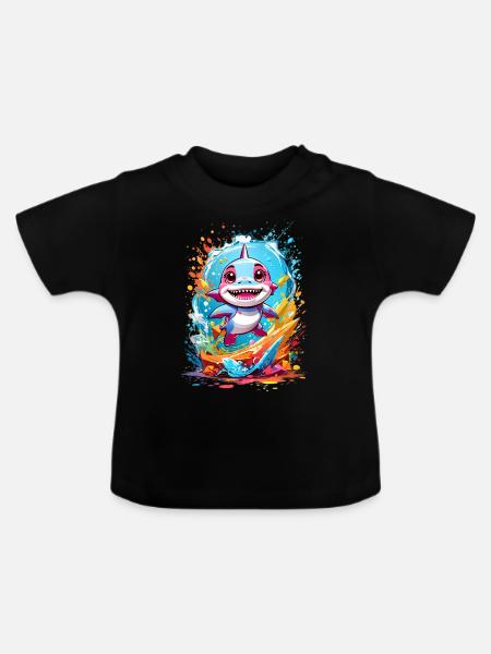 Hai - Baby Bio-T-Shirt mit Rundhals - Schwarz