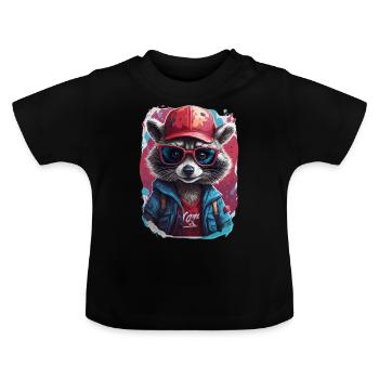 Raccoon Vector - Baby Bio-T-Shirt mit Rundhals - Schwarz - Vorne