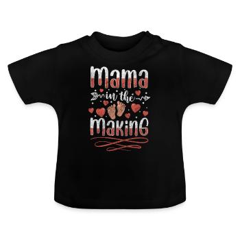 Baby Mutter Nachwuchs Bauch - Baby Bio-T-Shirt mit Rundhals - Schwarz - Vorne