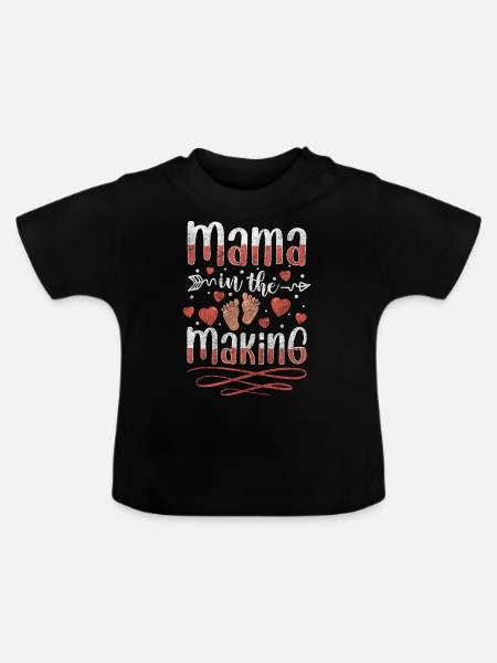 Baby Mutter Nachwuchs Bauch - Baby Bio-T-Shirt mit Rundhals - Schwarz