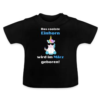 Einhorn - Baby Bio-T-Shirt mit Rundhals - Schwarz - Vorne