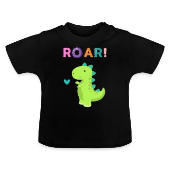 Roar - Sweet Dino! - Baby Bio-T-Shirt mit Rundhals - Schwarz - Vorne
