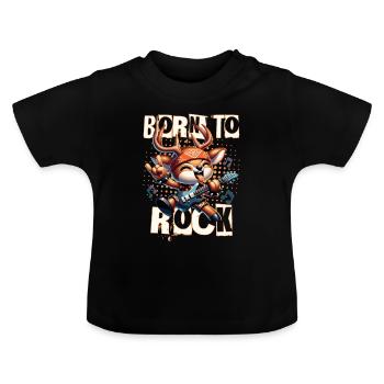 NÉ POUR LE ROCK - T-shirt bio col rond Bébé - noir - Devant