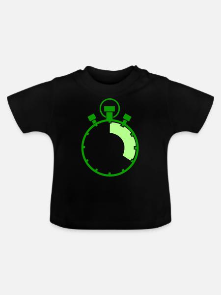 stopuhr - Baby Bio-T-Shirt mit Rundhals - Schwarz