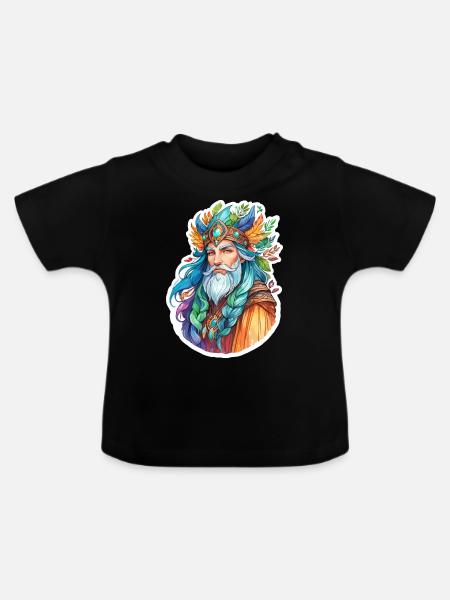 Druide Wasserfarben - Baby Bio-T-Shirt mit Rundhals - Schwarz