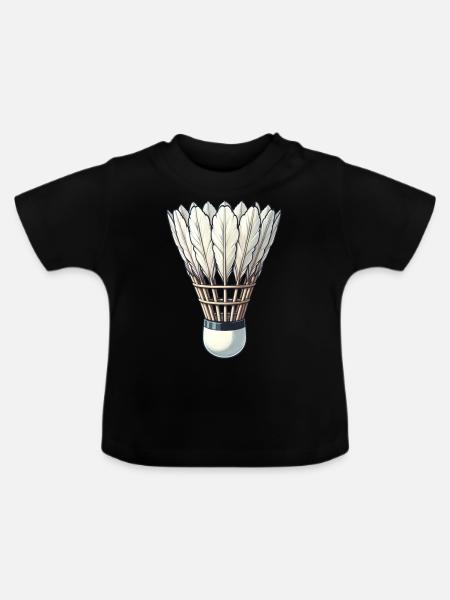 Cooles Badminton Federball Design - Baby Bio-T-Shirt mit Rundhals - Schwarz