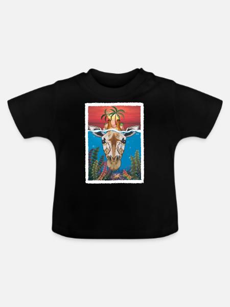 Giraffe unter Wasser 2 - Baby Bio-T-Shirt mit Rundhals - Schwarz