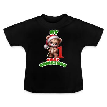 Noël de l’ours - T-shirt bio col rond Bébé - noir - Devant