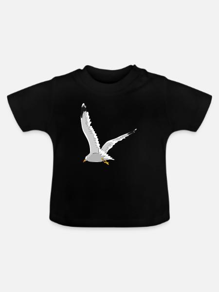 Möwe im Flug - Baby Bio-T-Shirt mit Rundhals - Schwarz