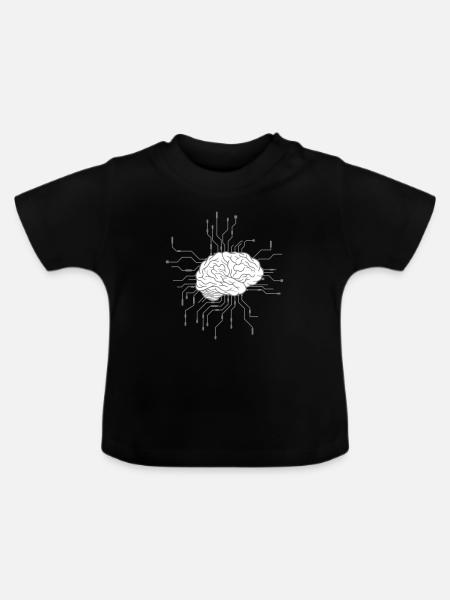 Elektronisches Gehirn Design - Baby Bio-T-Shirt mit Rundhals - Schwarz