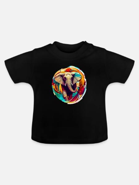 Elefant - Baby Bio-T-Shirt mit Rundhals - Schwarz