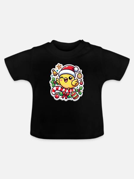 Christmas Canary Chip - Baby Bio-T-Shirt mit Rundhals - Schwarz