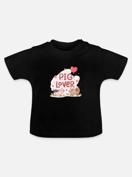 Schweine-Liebhaber - Baby Bio-T-Shirt mit Rundhals - Schwarz