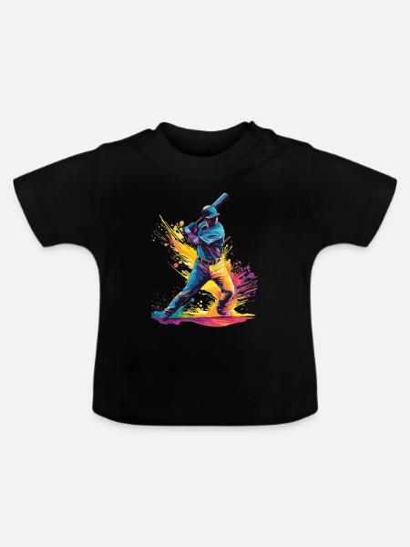 Baseball Spieler - Baby Bio-T-Shirt mit Rundhals - Schwarz