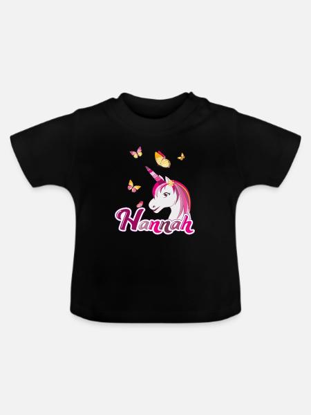 Hannah , Mädchenname, Lieblingsname - Baby Bio-T-Shirt mit Rundhals - Schwarz