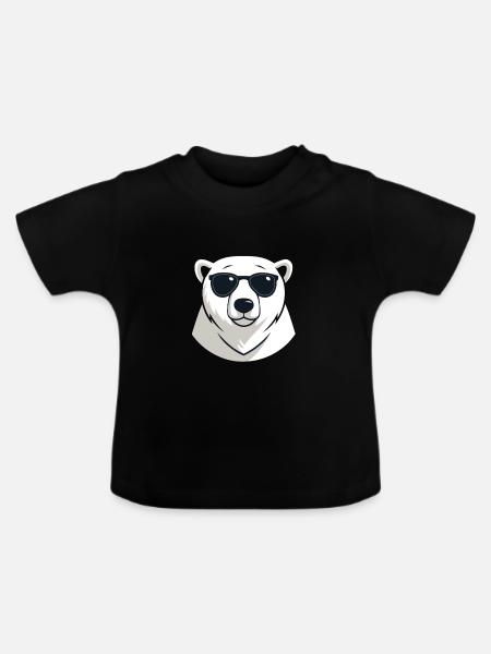 Eisbär mit dunkler Brille - Baby Bio-T-Shirt mit Rundhals - Schwarz