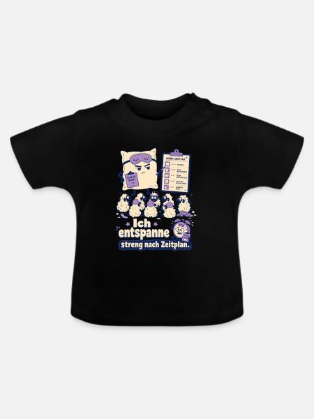 Ich entspanne streng nach Zeitplan - Baby Bio-T-Shirt mit Rundhals - Schwarz