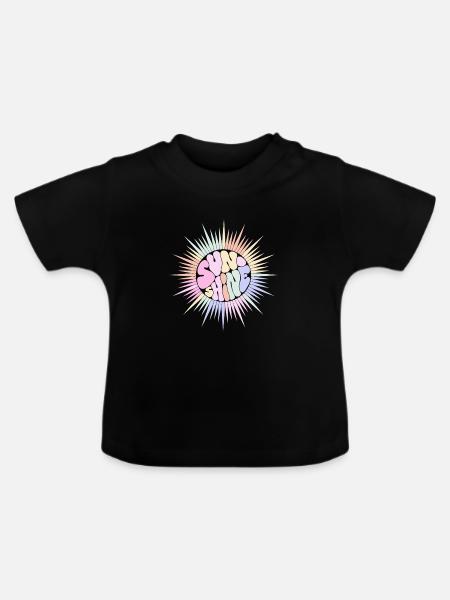 Pastel Sun SUNSHINE Retro Groovy - Baby Bio-T-Shirt mit Rundhals - Schwarz
