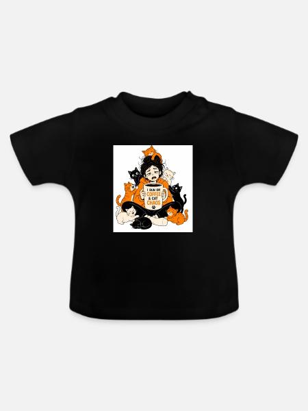 Katzenmama-Kaffee-Überleben - Baby Bio-T-Shirt mit Rundhals - Schwarz