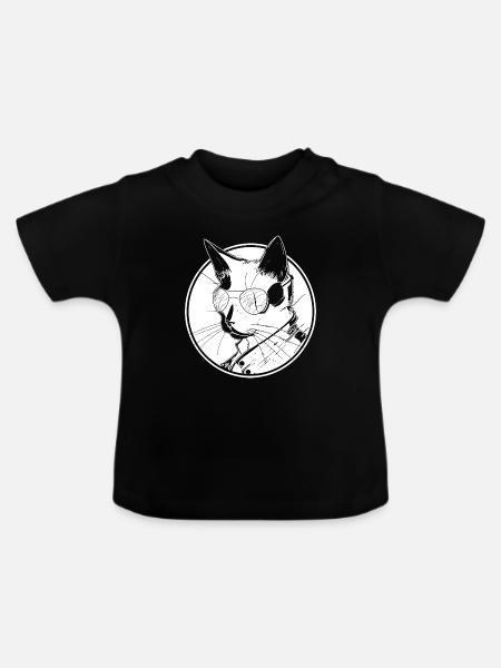 Katze Steampunk - Baby Bio-T-Shirt mit Rundhals - Schwarz
