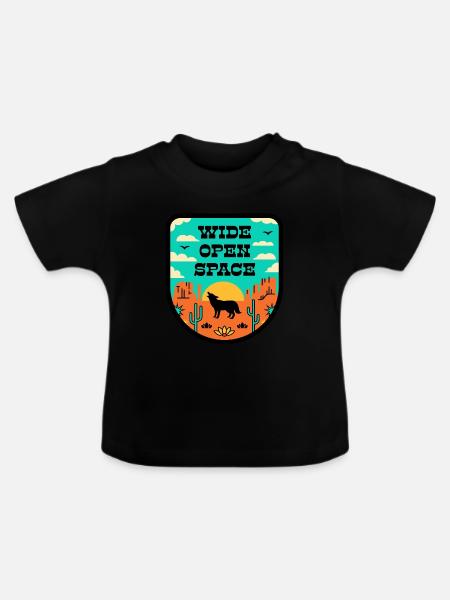 Wüste im retro stil - Baby Bio-T-Shirt mit Rundhals - Schwarz
