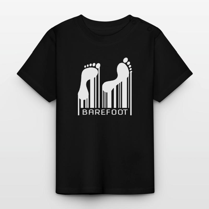 Barefoot Barcode Barefoot Bar Code Code Baby Organic T-Shirt with Round Neck