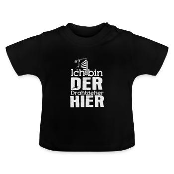 Drahtzieher Elektriker Elektroniker Baustelle - Baby Bio-T-Shirt mit Rundhals - Schwarz - Vorne