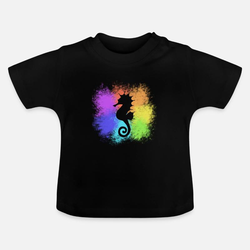 Hippocampes colorés - T-shirt bio col rond Bébé - noir