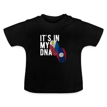 Lao-Filipino Blend DNA Heritage Flag - Baby Organic T-Shirt with Round Neck - black - Front