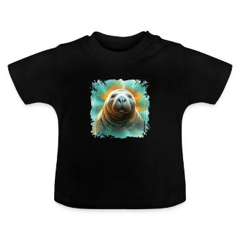 Rettet Die Seekühe Wassertiere Seekühe - Baby Bio-T-Shirt mit Rundhals - Schwarz - Vorne