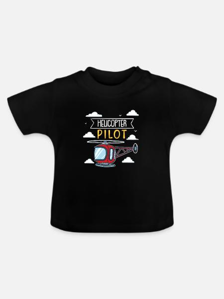 Helicopter pilot | red helicopter - Baby Organic T-Shirt with Round Neck - black