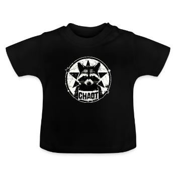 Waschbär, Chaot, Anarchie, Stern, Revolution - Baby Bio-T-Shirt mit Rundhals - Schwarz - Vorne