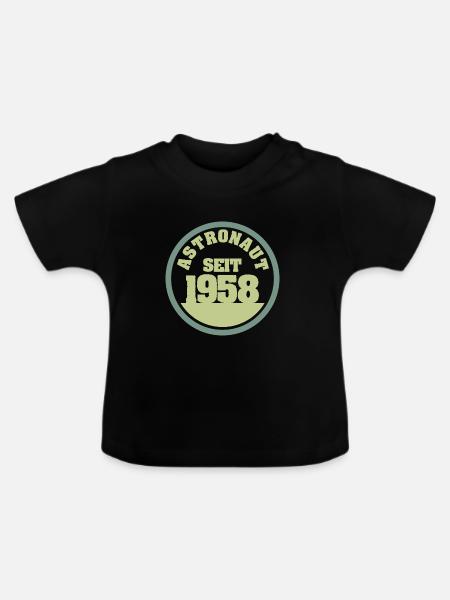 geboren 1958 - Baby Bio-T-Shirt mit Rundhals - Schwarz