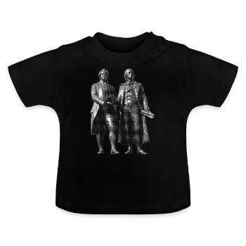 Goethe und Schiller Halftone Weiß - Baby Bio-T-Shirt mit Rundhals - Schwarz - Vorne