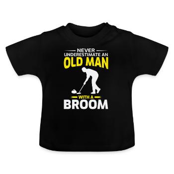 Alter Mann Curling Winter Eissport Papa Opa - Baby Bio-T-Shirt mit Rundhals - Schwarz - Vorne