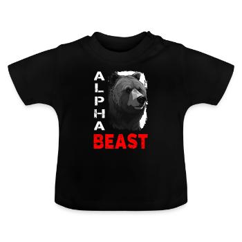 Alpha Animal Fierce Grizzly Bear - Anime Shirt - Baby Organic T-Shirt with Round Neck - black - Front