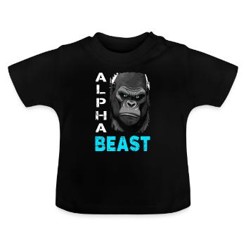 Alpha Animal Powerful Gorilla - Anime Shirt - Baby Organic T-Shirt with Round Neck - black - Front