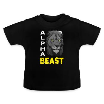 Alpha Animal Majestic Lion - Anime Shirt - Baby Organic T-Shirt with Round Neck - black - Front