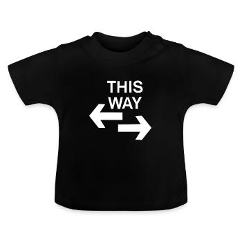 this way - full view - shirt - Baby Organic T-Shirt with Round Neck - black - Front