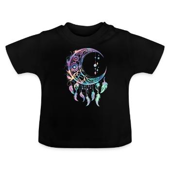 Traumfänger, Mond, Wicca, Gothic, Tarot, Tribal - Baby Bio-T-Shirt mit Rundhals - Schwarz - Vorne