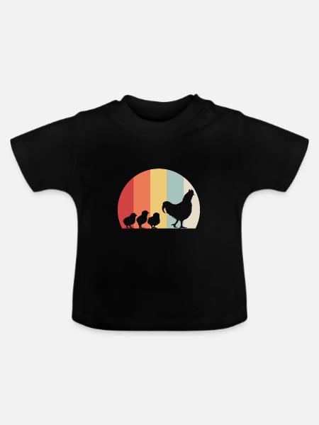 Hühner Kücken - Baby Bio-T-Shirt mit Rundhals - Schwarz
