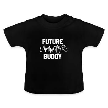 Bébé jeu drôle de paroles de bébé cadeau enceinte - T-shirt bio col rond Bébé - noir - Devant